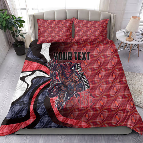 Personalised Melbourne Demons Bedding Set Trippy Psychedelic Abstract Art Mascot Football Fans