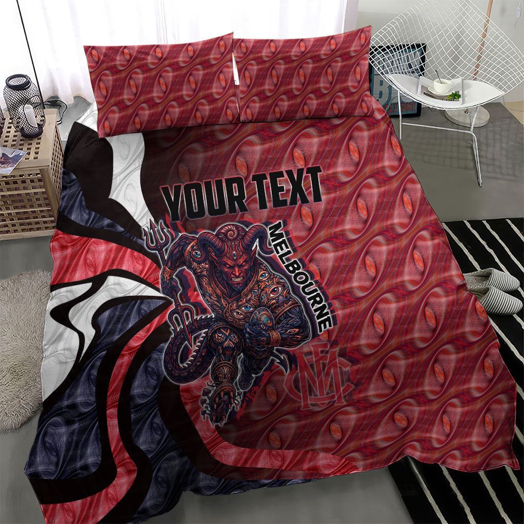 Personalised Melbourne Demons Bedding Set Trippy Psychedelic Abstract Art Mascot Football Fans