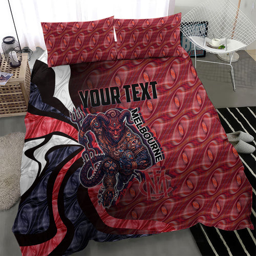 Personalised Melbourne Demons Bedding Set Trippy Psychedelic Abstract Art Mascot Football Fans