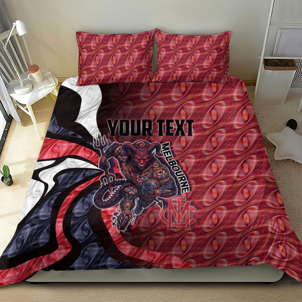 Personalised Melbourne Demons Bedding Set Trippy Psychedelic Abstract Art Mascot Football Fans