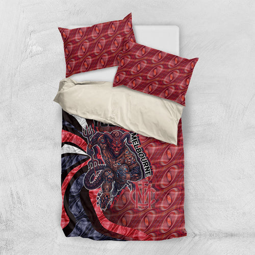 Personalised Melbourne Demons Bedding Set Trippy Psychedelic Abstract Art Mascot Football Fans