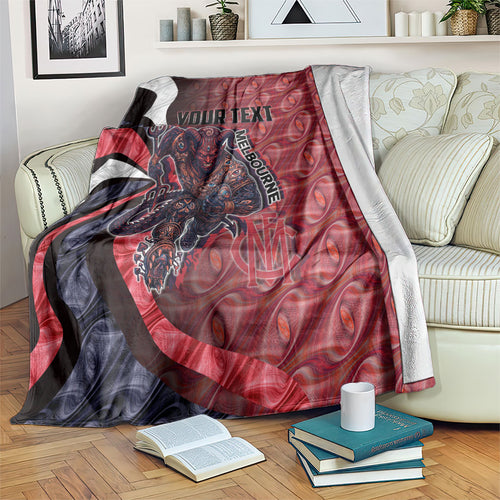 Personalised Melbourne Demons Blanket Trippy Psychedelic Abstract Art Mascot Football Fans