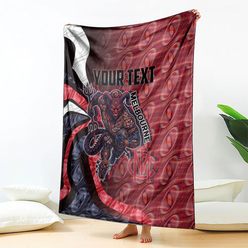 Personalised Melbourne Demons Blanket Trippy Psychedelic Abstract Art Mascot Football Fans