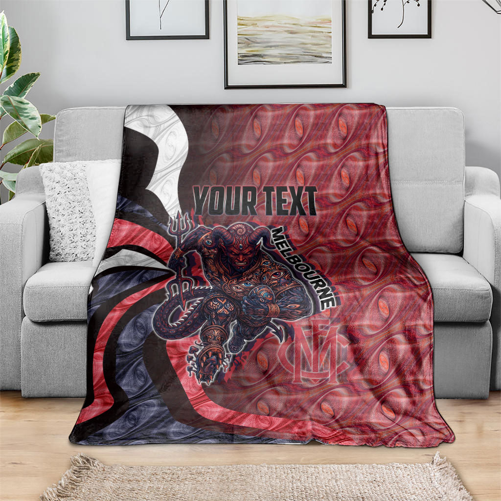 Personalised Melbourne Demons Blanket Trippy Psychedelic Abstract Art Mascot Football Fans
