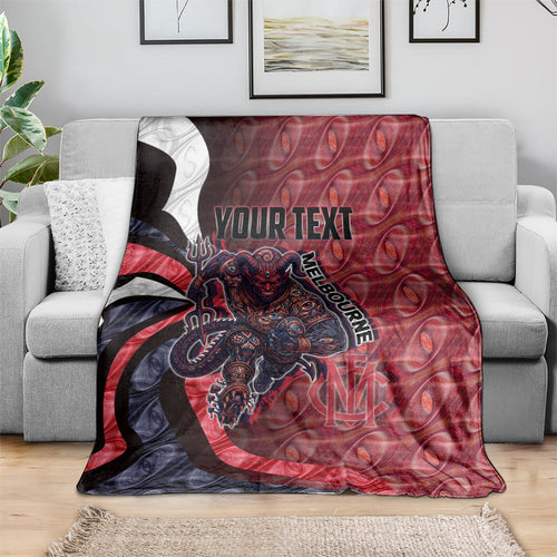 Personalised Melbourne Demons Blanket Trippy Psychedelic Abstract Art Mascot Football Fans