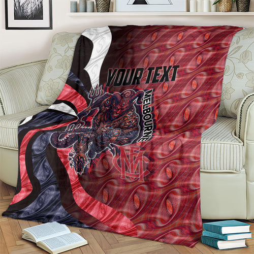 Personalised Melbourne Demons Blanket Trippy Psychedelic Abstract Art Mascot Football Fans