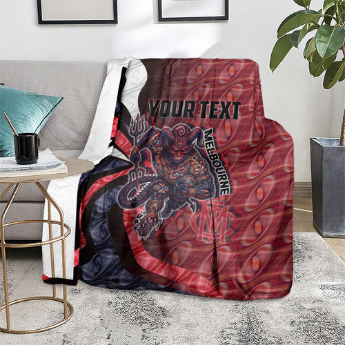Personalised Melbourne Demons Blanket Trippy Psychedelic Abstract Art Mascot Football Fans
