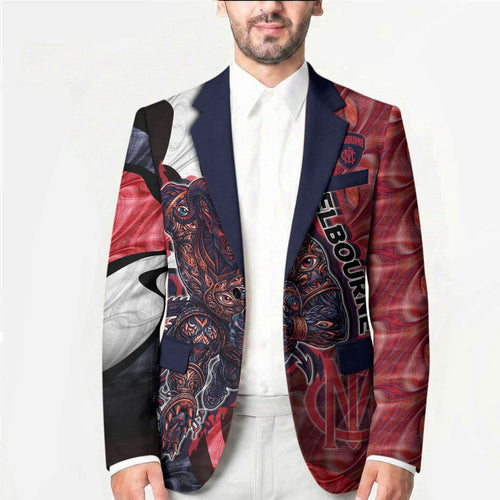 Personalised Melbourne Demons Blazer Trippy Psychedelic Abstract Art Mascot Football Fans