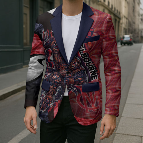 Personalised Melbourne Demons Blazer Trippy Psychedelic Abstract Art Mascot Football Fans