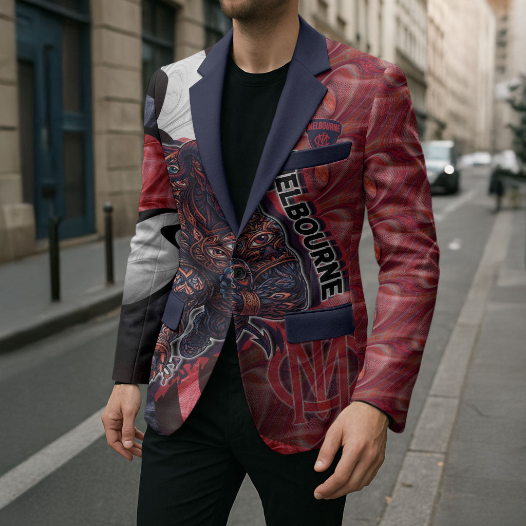 Personalised Melbourne Demons Blazer Trippy Psychedelic Abstract Art Mascot Football Fans
