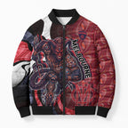 Personalised Melbourne Demons Bomber Puffer Jacket Trippy Psychedelic Abstract Art Mascot Football Fans