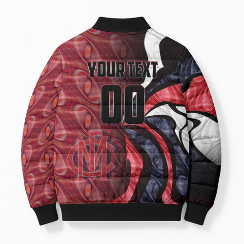 Personalised Melbourne Demons Bomber Puffer Jacket Trippy Psychedelic Abstract Art Mascot Football Fans