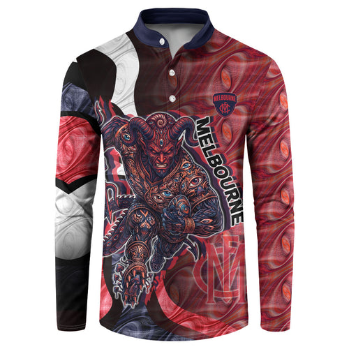 Personalised Melbourne Demons Button Sweatshirt Trippy Psychedelic Abstract Art Mascot Football Fans