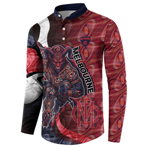 Personalised Melbourne Demons Button Sweatshirt Trippy Psychedelic Abstract Art Mascot Football Fans