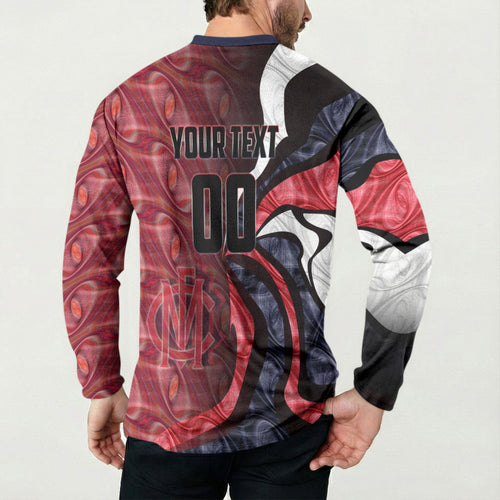 Personalised Melbourne Demons Button Sweatshirt Trippy Psychedelic Abstract Art Mascot Football Fans