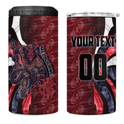 Personalised Melbourne Demons 4 in 1 Can Cooler Tumbler Trippy Psychedelic Abstract Art Mascot Football Fans