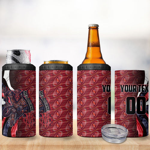 Personalised Melbourne Demons 4 in 1 Can Cooler Tumbler Trippy Psychedelic Abstract Art Mascot Football Fans