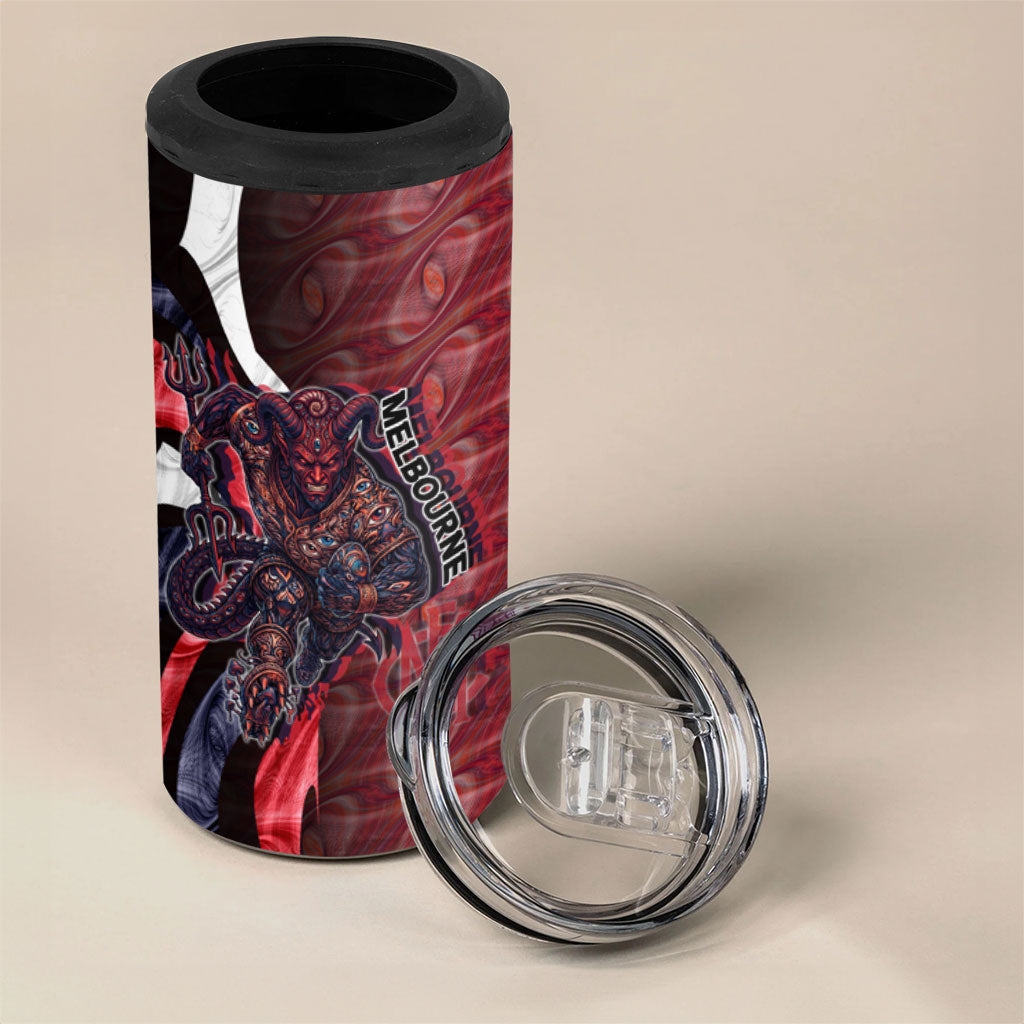 Personalised Melbourne Demons 4 in 1 Can Cooler Tumbler Trippy Psychedelic Abstract Art Mascot Football Fans