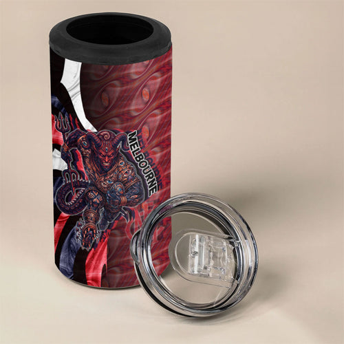 Personalised Melbourne Demons 4 in 1 Can Cooler Tumbler Trippy Psychedelic Abstract Art Mascot Football Fans