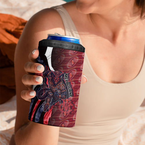 Personalised Melbourne Demons 4 in 1 Can Cooler Tumbler Trippy Psychedelic Abstract Art Mascot Football Fans