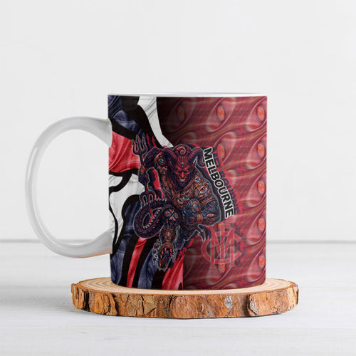 Personalised Melbourne Demons Ceramic Mug Trippy Psychedelic Abstract Art Mascot Football Fans