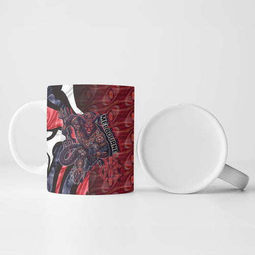 Personalised Melbourne Demons Ceramic Mug Trippy Psychedelic Abstract Art Mascot Football Fans