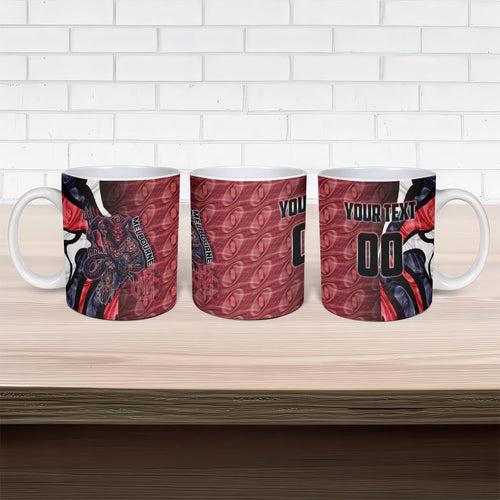 Personalised Melbourne Demons Ceramic Mug Trippy Psychedelic Abstract Art Mascot Football Fans