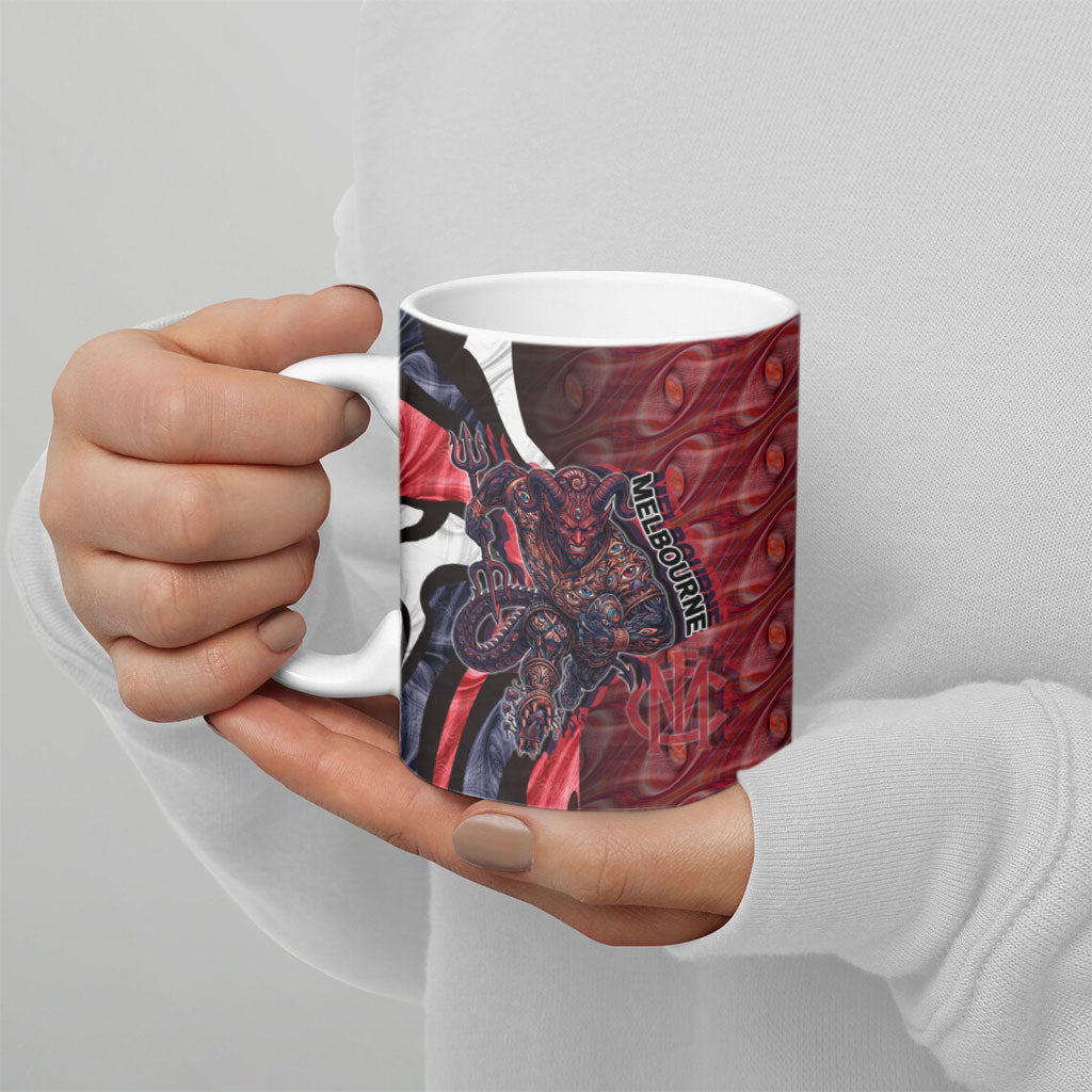 Personalised Melbourne Demons Ceramic Mug Trippy Psychedelic Abstract Art Mascot Football Fans
