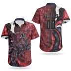 Personalised Melbourne Demons Couples Matching Off Shoulder Short Dress and Hawaiian Shirt Trippy Psychedelic Abstract Art Mascot Football Fans