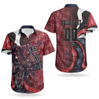 Personalised Melbourne Demons Couples Matching Puletasi and Hawaiian Shirt Trippy Psychedelic Abstract Art Mascot Football Fans