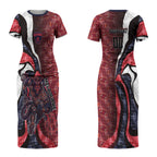 Personalised Melbourne Demons Couples Matching Short Sleeve Bodycon Dress and Long Sleeve Button Shirt Trippy Psychedelic Abstract Art Mascot Football Fans