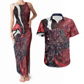 Personalised Melbourne Demons Couples Matching Tank Maxi Dress and Hawaiian Shirt Trippy Psychedelic Abstract Art Mascot Football Fans