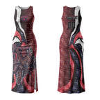 Personalised Melbourne Demons Couples Matching Tank Maxi Dress and Long Sleeve Button Shirt Trippy Psychedelic Abstract Art Mascot Football Fans