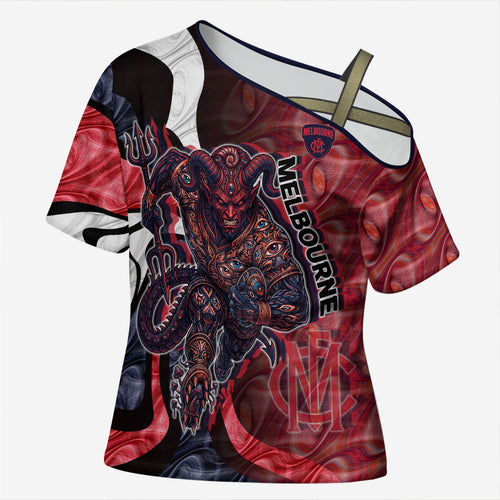 Personalised Melbourne Demons Cross Shoulder Shirt Trippy Psychedelic Abstract Art Mascot Football Fans
