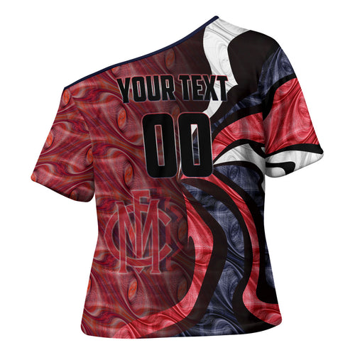 Personalised Melbourne Demons Cross Shoulder Shirt Trippy Psychedelic Abstract Art Mascot Football Fans