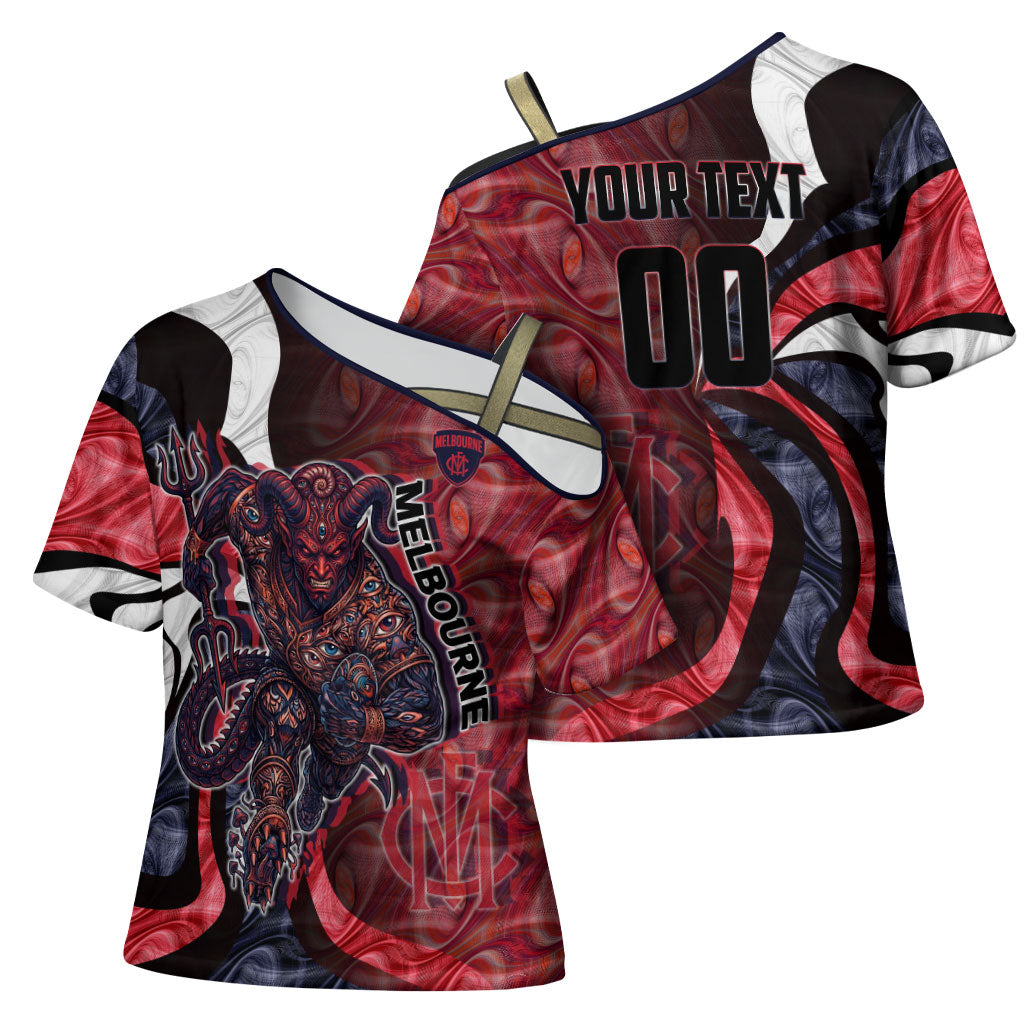 Personalised Melbourne Demons Cross Shoulder Shirt Trippy Psychedelic Abstract Art Mascot Football Fans