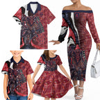 Personalised Melbourne Demons Family Matching Off The Shoulder Long Sleeve Dress and Hawaiian Shirt Trippy Psychedelic Abstract Art Mascot Football Fans