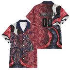 Personalised Melbourne Demons Family Matching Off Shoulder Maxi Dress and Hawaiian Shirt Trippy Psychedelic Abstract Art Mascot Football Fans