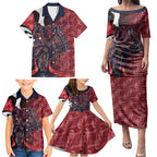 Personalised Melbourne Demons Family Matching Puletasi and Hawaiian Shirt Trippy Psychedelic Abstract Art Mascot Football Fans
