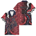 Personalised Melbourne Demons Family Matching Puletasi and Hawaiian Shirt Trippy Psychedelic Abstract Art Mascot Football Fans