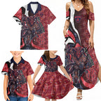 Personalised Melbourne Demons Family Matching Summer Maxi Dress and Hawaiian Shirt Trippy Psychedelic Abstract Art Mascot Football Fans