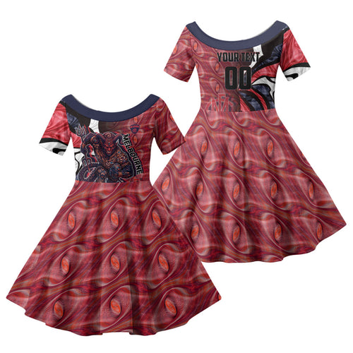 Personalised Melbourne Demons Family Matching Tank Maxi Dress and Hawaiian Shirt Trippy Psychedelic Abstract Art Mascot Football Fans