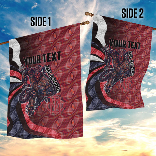 Personalised Melbourne Demons Garden Flag Trippy Psychedelic Abstract Art Mascot Football Fans