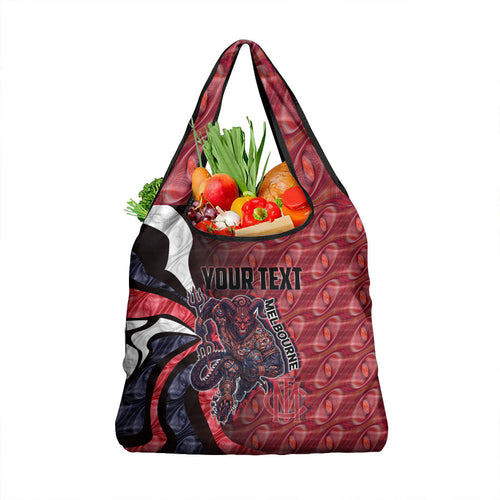 Personalised Melbourne Demons Grocery Bag Trippy Psychedelic Abstract Art Mascot Football Fans