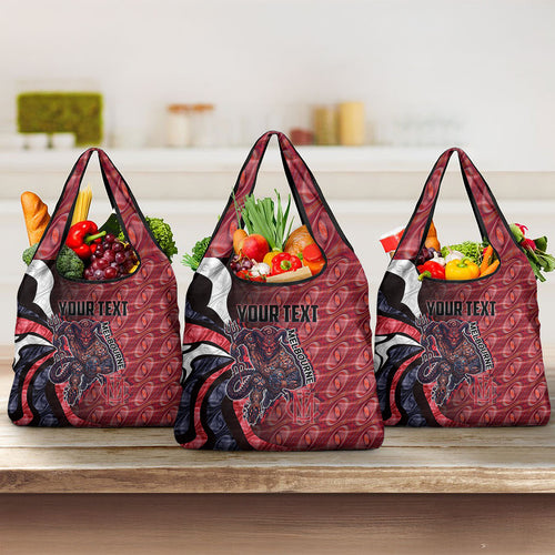 Personalised Melbourne Demons Grocery Bag Trippy Psychedelic Abstract Art Mascot Football Fans