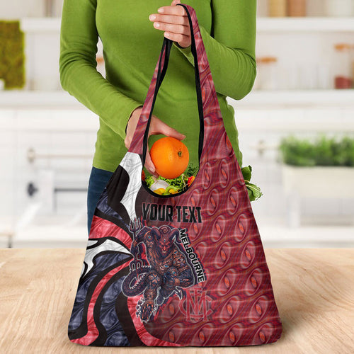 Personalised Melbourne Demons Grocery Bag Trippy Psychedelic Abstract Art Mascot Football Fans
