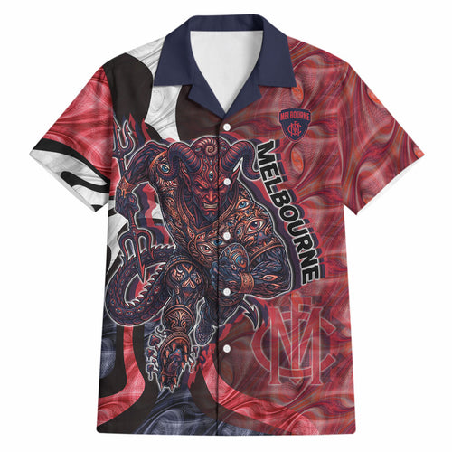 Personalised Melbourne Demons Hawaiian Shirt Trippy Psychedelic Abstract Art Mascot Football Fans