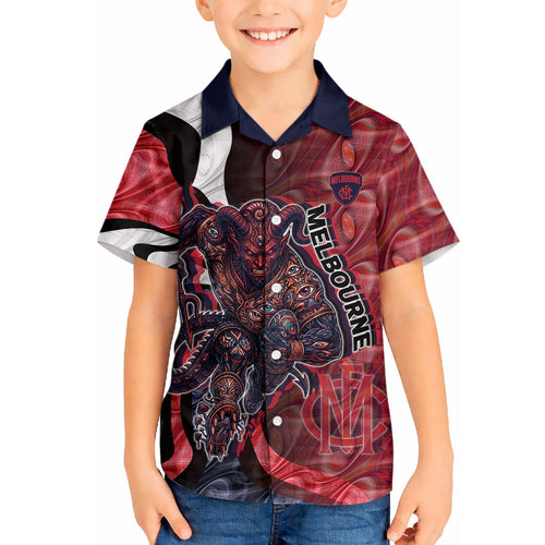 Personalised Melbourne Demons Hawaiian Shirt Trippy Psychedelic Abstract Art Mascot Football Fans