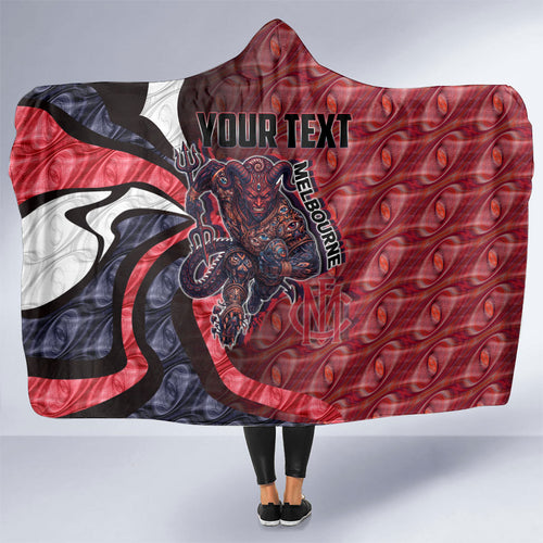 Personalised Melbourne Demons Hooded Blanket Trippy Psychedelic Abstract Art Mascot Football Fans
