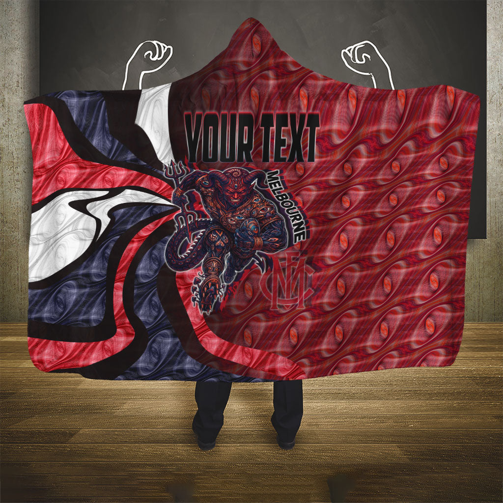Personalised Melbourne Demons Hooded Blanket Trippy Psychedelic Abstract Art Mascot Football Fans